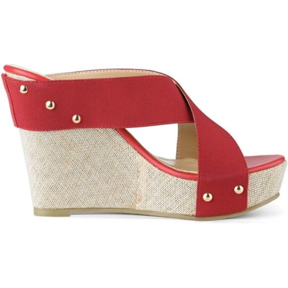 Allegra K Women's Platform Slide Wedge Sandals - Picture 6 of 8